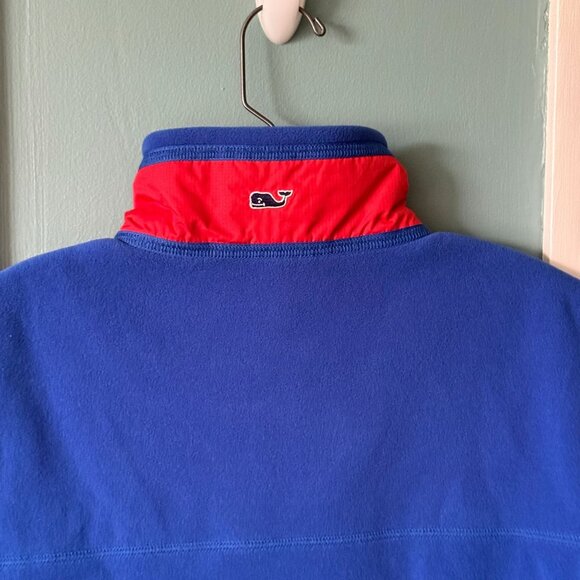 Vineyard Vines Men's Small Harbor Fleece Vest Aviator Blue / Red - Picture 9 of 13